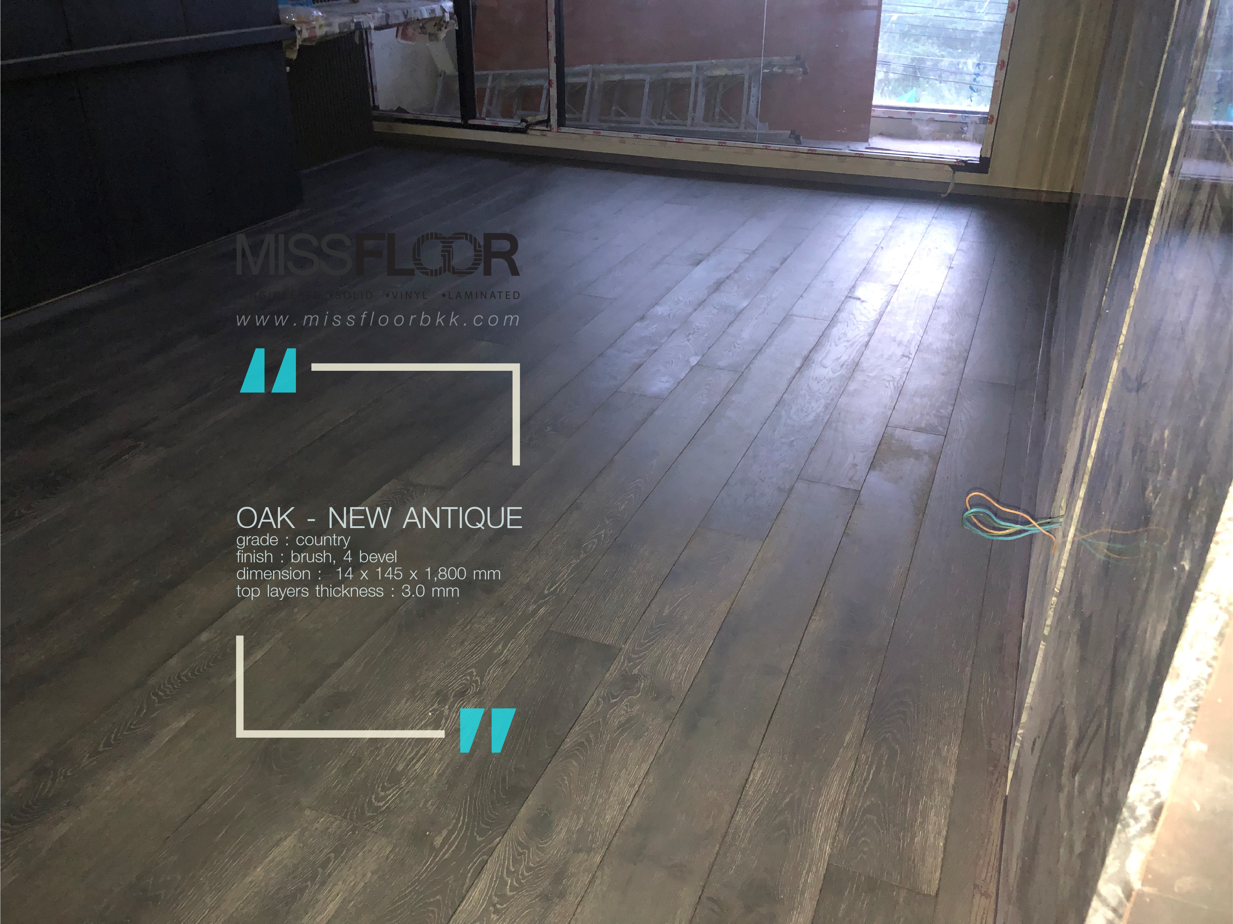 พื้นไม้จริงเอ็นจิเนียร์ หน้า 6", 8" - Plank (หน้าเต็ม) / ชนิด 3 ชั้น