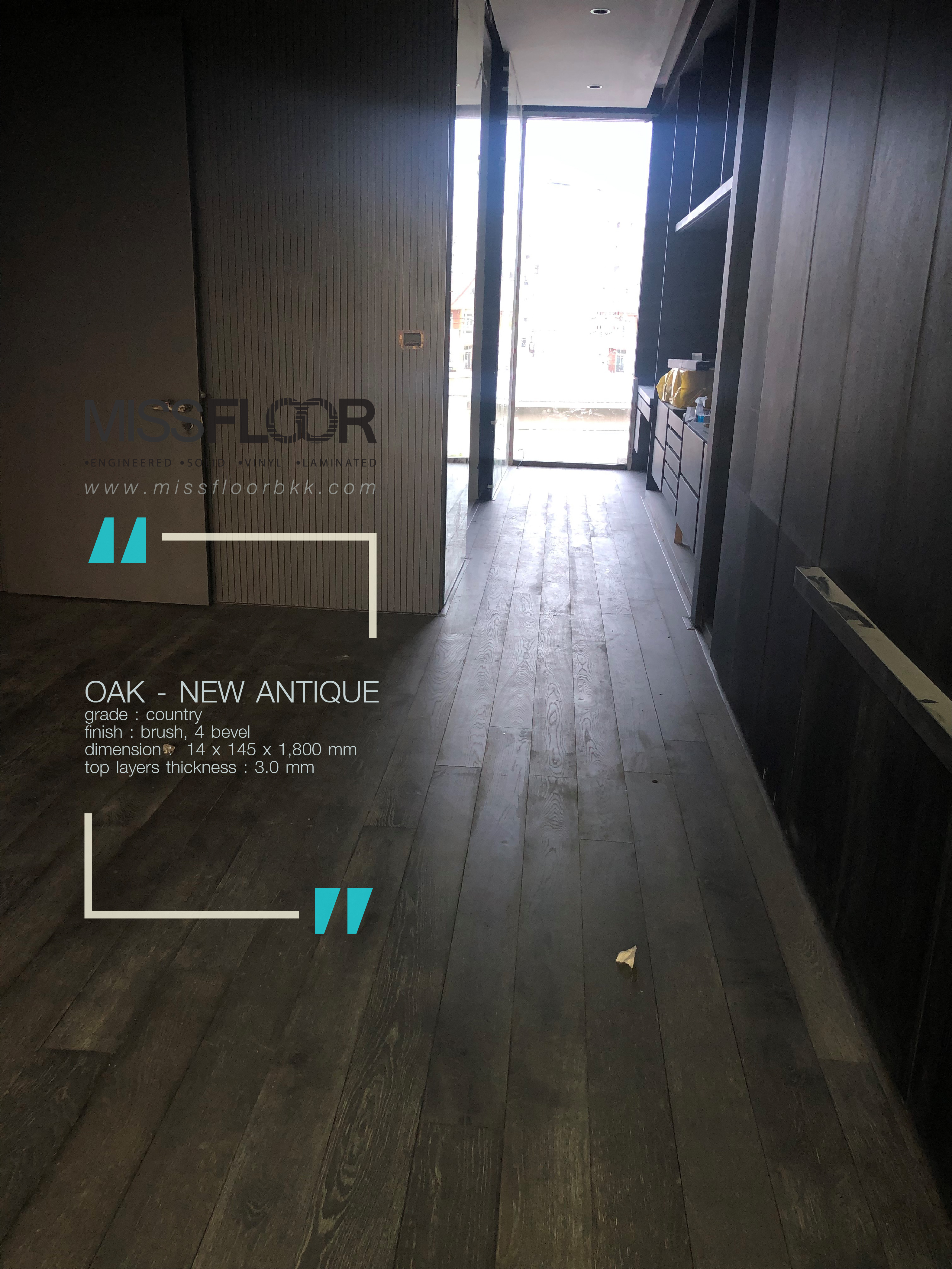 พื้นไม้จริงเอ็นจิเนียร์ หน้า 6", 8" - Plank (หน้าเต็ม) / ชนิด 3 ชั้น